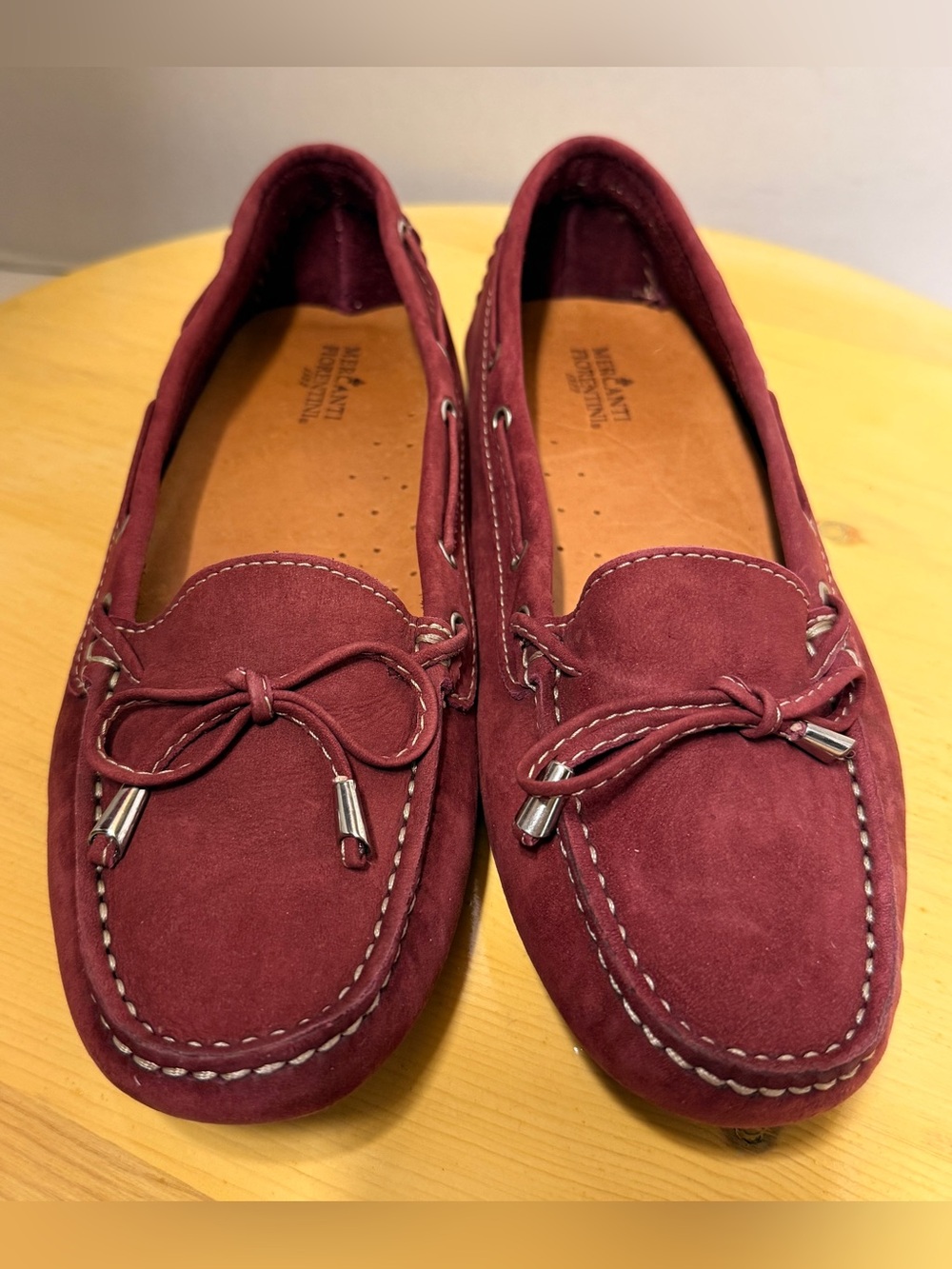 Mercanti Fiorentini Burgundy Suede Driving Loafers Slip On Moccasins Shoes 9.5B